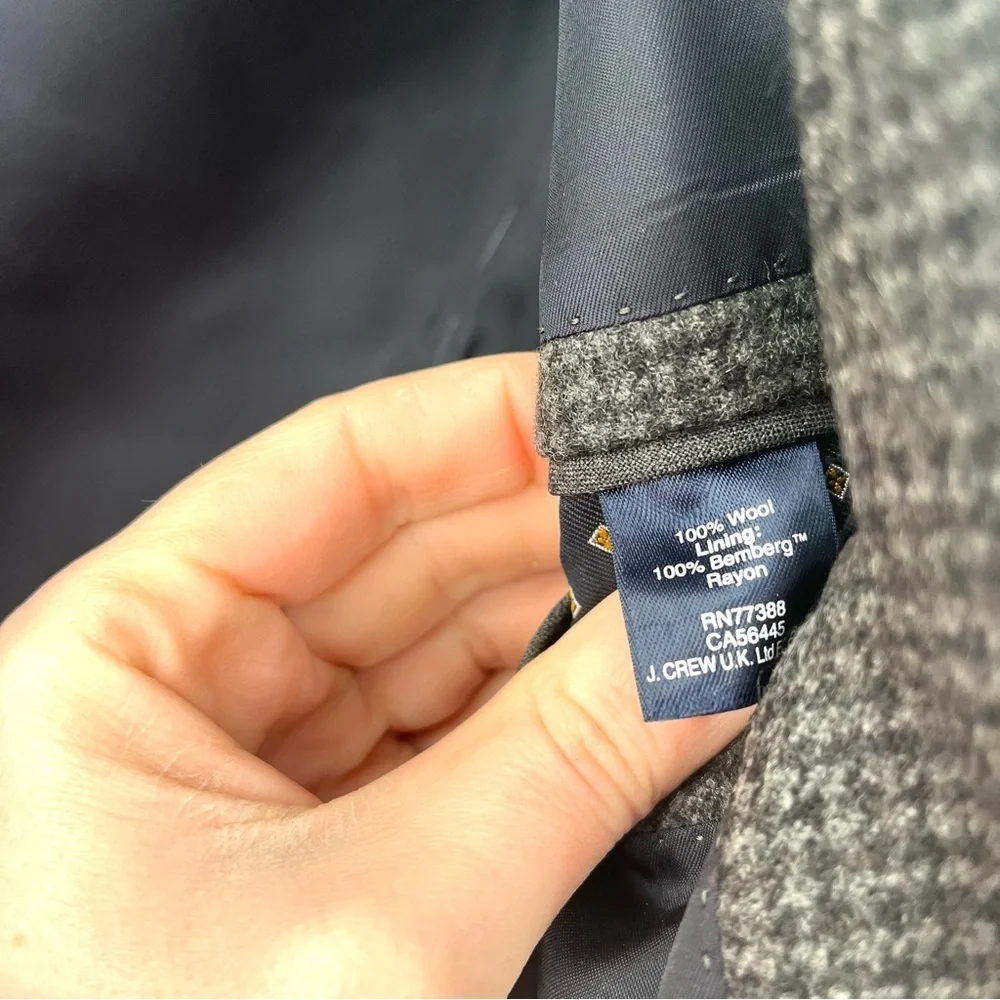 J.CREW Ludlow Blazer 36R 100% Wool Grey Houndstooth Jacket Men 02328 2 Button